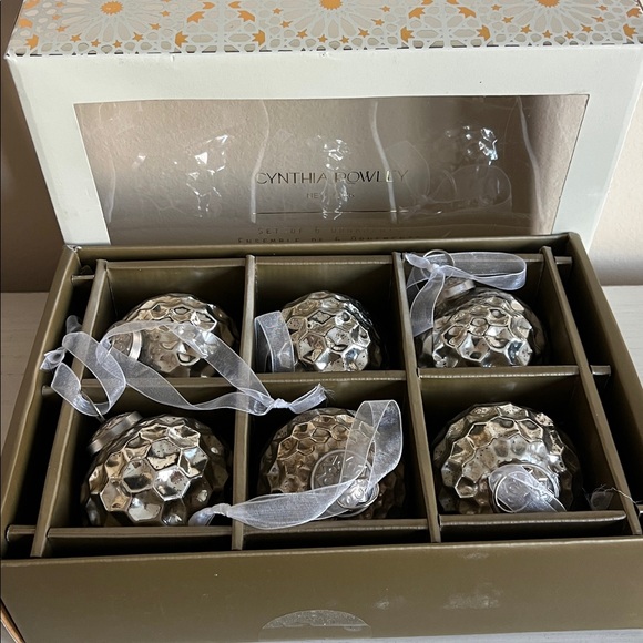 Cynthia Rowley Silver Christmas Ornaments Set - Picture 3 of 7